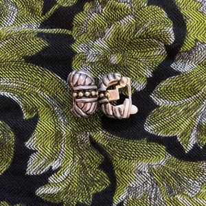 Vintage Silver and Gold Half Circle Clip on Earrings